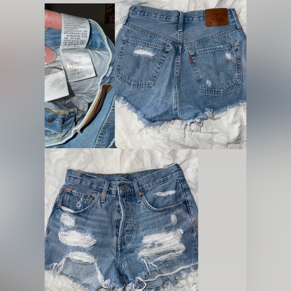 Levi's Blue Distressed Jean Shorts